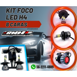 KIT FOCOS LED H4 ///8caras